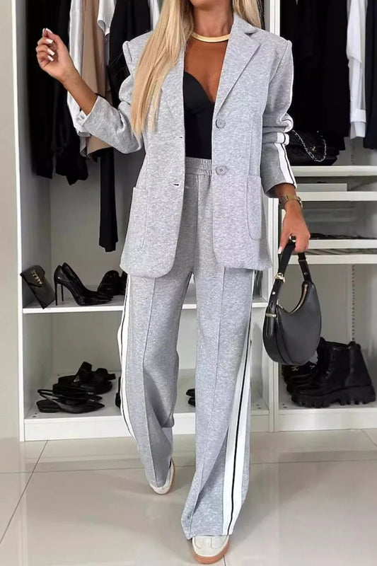 Women's Track Stripe Blazer and Pants Set
