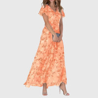 Women's V-Neck Floral Maxi Dress