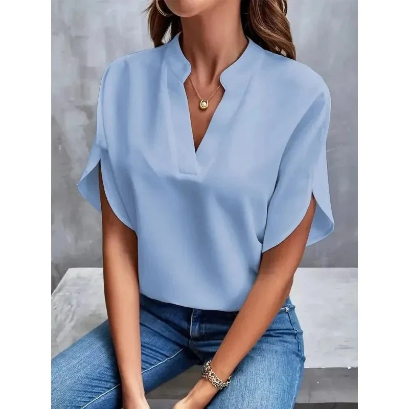 Women's V-Neck Split Sleeve Blouse