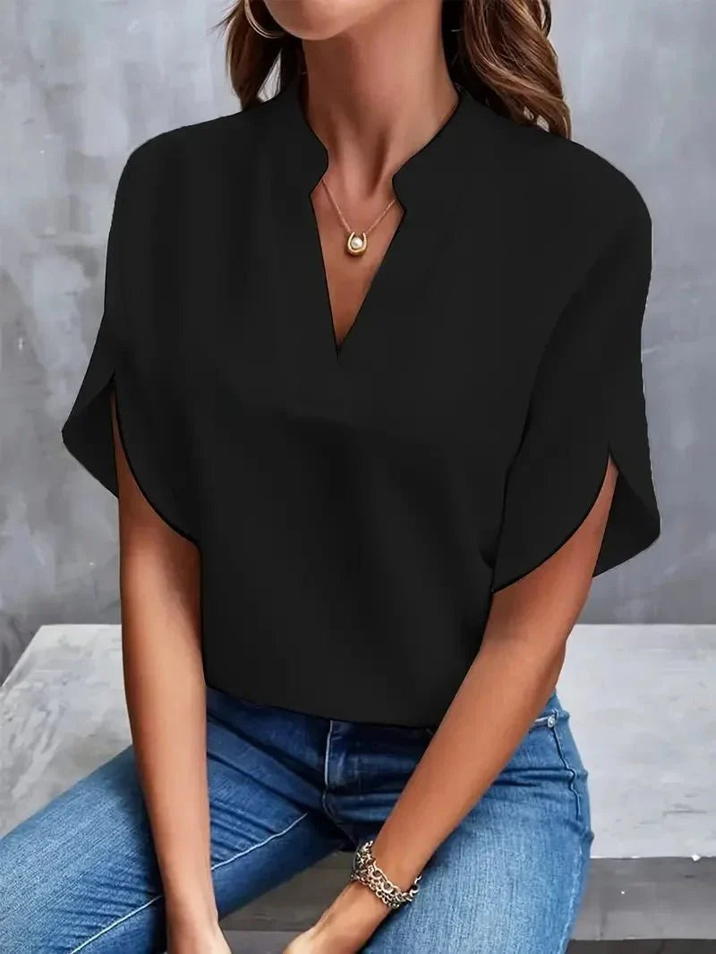 Women's V-Neck Split Sleeve Blouse