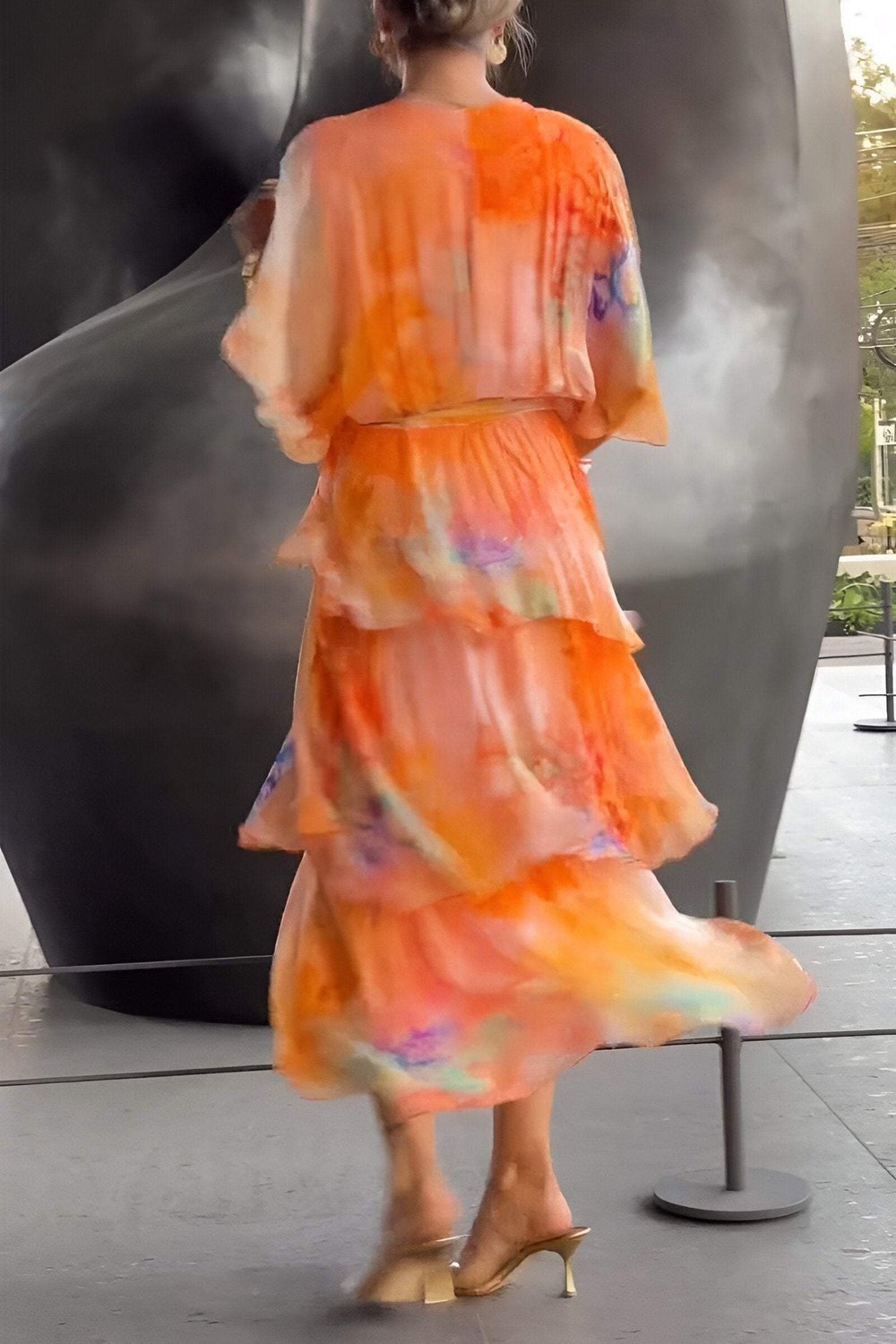 Women's Watercolor Floral Tiered Wrap Maxi Dress for Autumn Weddings & Christmas Parties