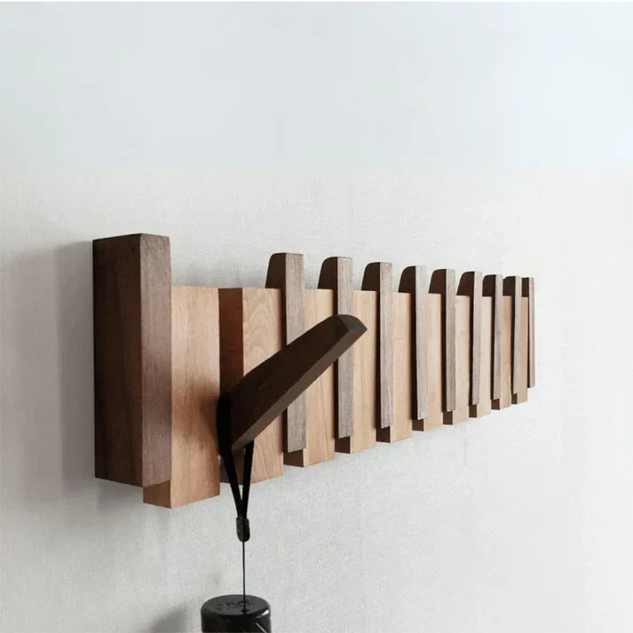 Wooden Wall-Mounted Coat Rack with Musical Design