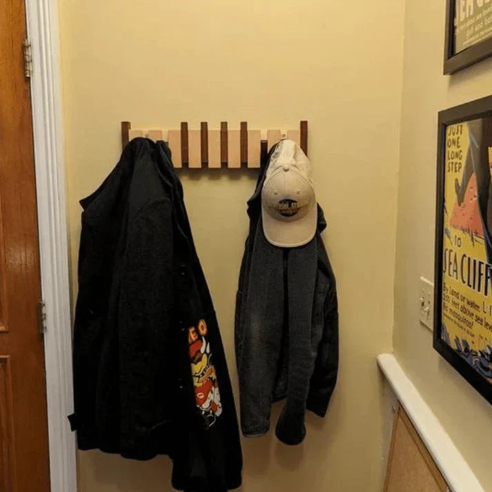 Wooden Wall-Mounted Coat Rack with Musical Design