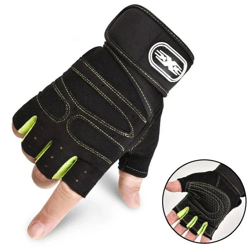 Workout Gloves with Shock-Absorbing Padding and Wrist Support